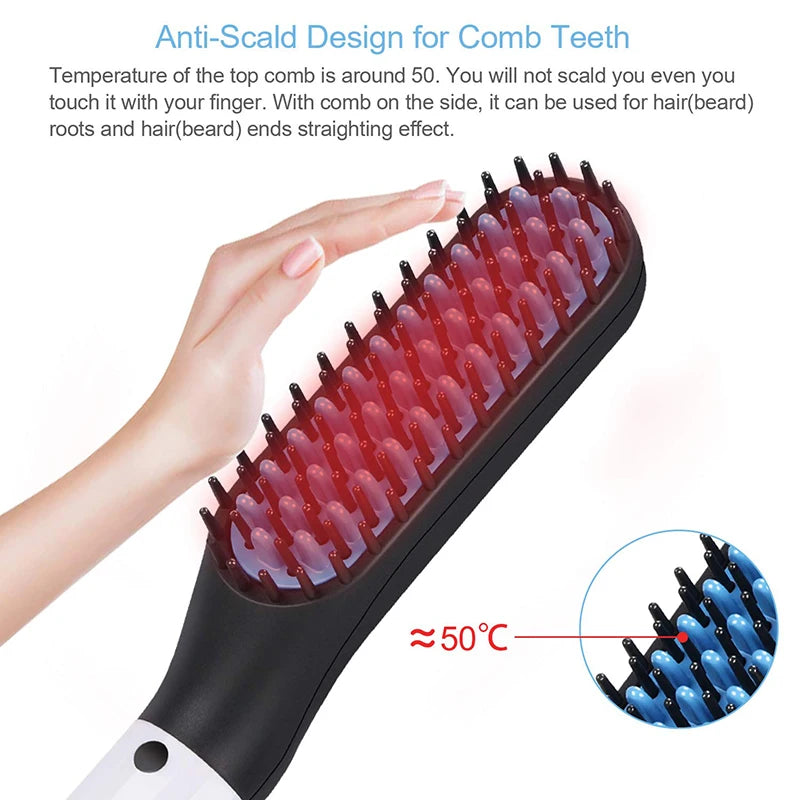 2023 New Hair Straightener Electric Negative Ion Heating Comb Men's Beard Hair Straightening Brush Dry And Wet Use Quick Styler