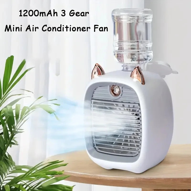 USB charging mini air conditioning fan electric fan desktop spray 1200mAh three gear air conditioning water-cooling fan