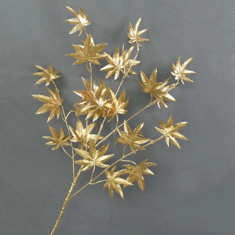 Golden Artificial Plants Eucalyptus Maple Leaf 2023 Christmas Decoration For Home Living Room Wedding Party Flower Arrangement