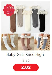 Baby Girls Knee High Socks Long Kids Soft Cotton Lace Stuff Princess Children Sock Ruffle Leg Warmers Cute Girl Socks For 0-8 Y