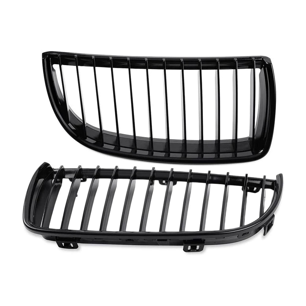 2 PCS Car Front Kidney Grille Hood Grills Gloss Black Single Line 1 Slat for BMW E90 323I 328I 335I 330I 325I 3-Series 2005-2008