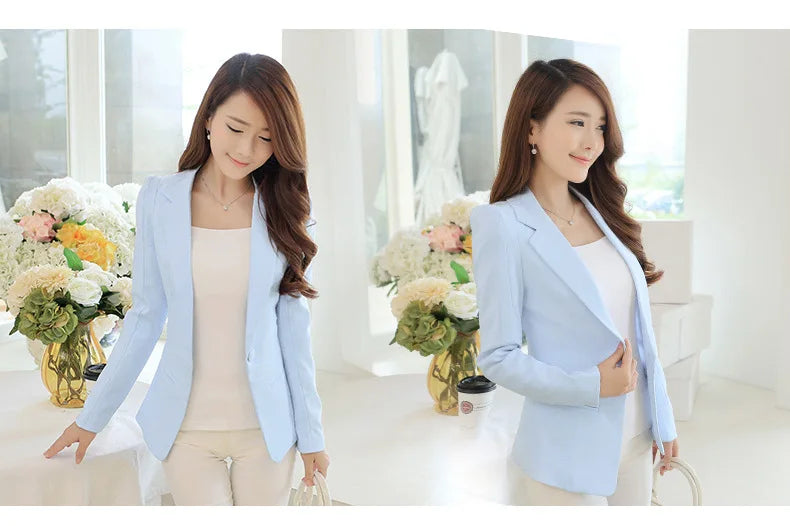 Women Blazer Korea Casual Slim Blazers Jackets Work Coat Outerwear Fashion Spring Career Female Jacket Office Lady NS5262