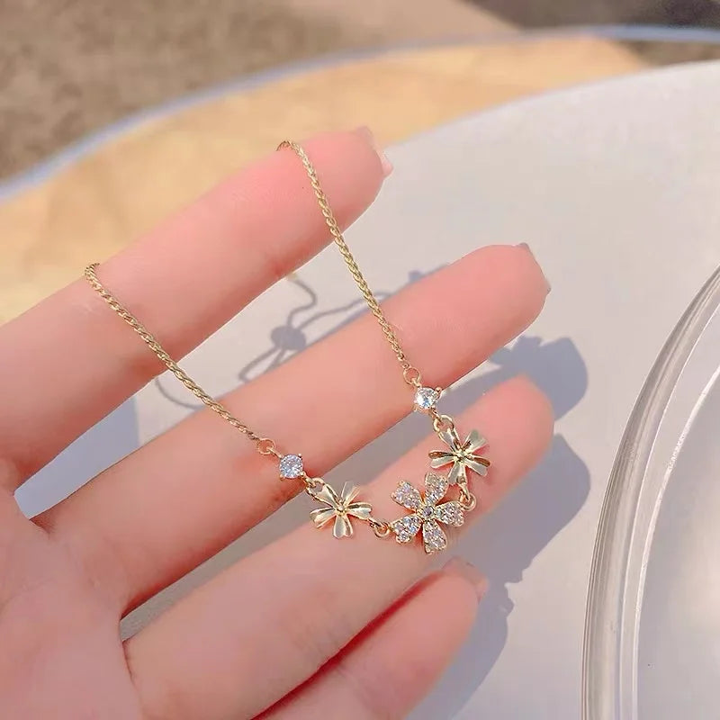 Gold Color Bracelet Set of Four Stainless Steel Sequins Rhinestone Bracelet Combination for Women Chain Bracelet Jewelry Gifts