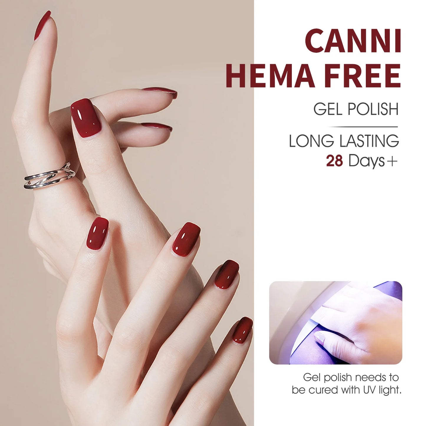 CANNI 6pcs/Lot UV LED Nail Gel Polish HEMA FREE Colorful High gloss Fashionable Unique Deep Red Velvet Reverie Kit 9ml Set-2309