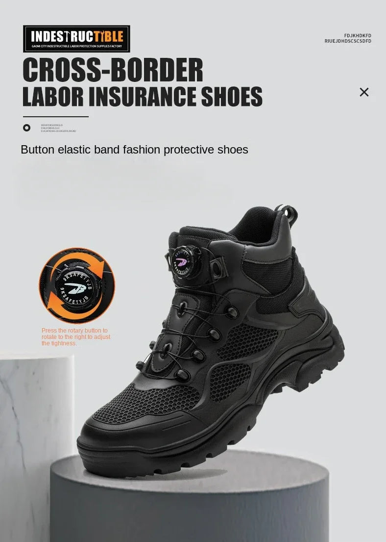 Rotary Buckle New Safety Boots Men Work Shoes Are Indestructible Steel Toe Protection Anti Impact Anti Puncture Safety Shoes Men