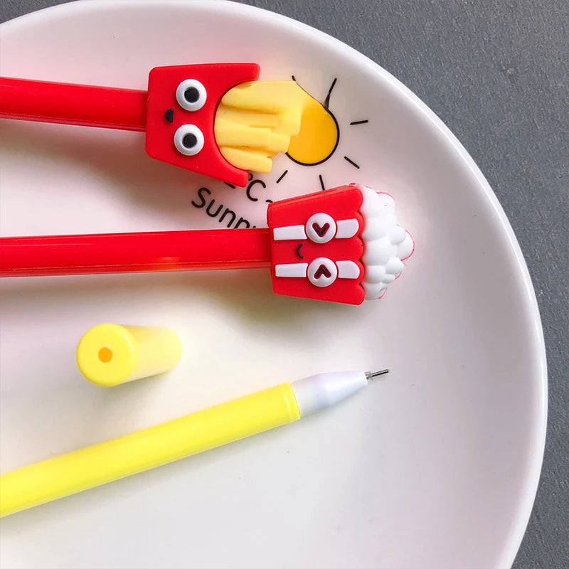 10Pcs/Set Creative Simulation Food Gel Pen Fries Cola Burger Cartoon Signature Pen Cute Gel Pen School Writing Pens Stationery