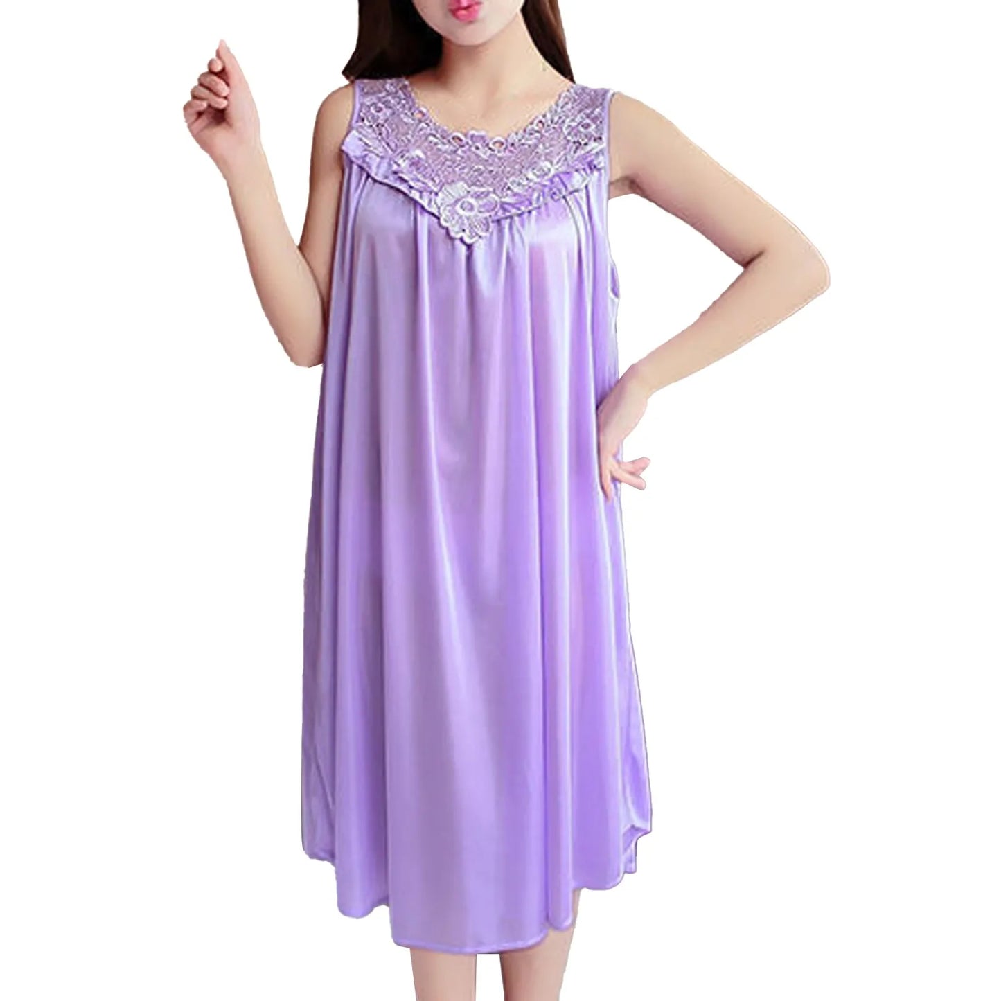 Women Nightgowns Satin Lace Sleepwear Nightwear Sexy Pyjama Women Home Clothing Sleepwear Female Free Size Lingerie Gown Robe