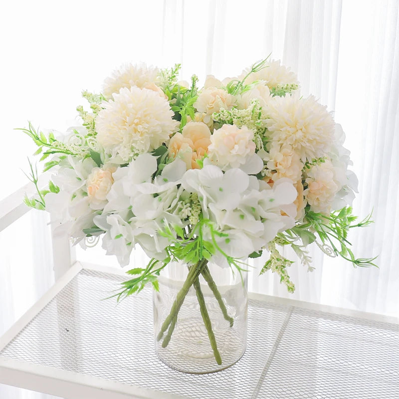 30cm Artificial Flower Peony Silk Hydrangea For Vase Fake Floral Bride Bouquet Wedding Home Living Room DIY Christmas Decoration