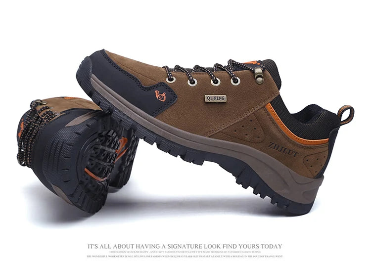 High Quality Outdoor Walking Sneakers Rubber Sole Suede Leather Men Hiking Shoes Durable Leather Climbing Shoes Zapatillas 36-47