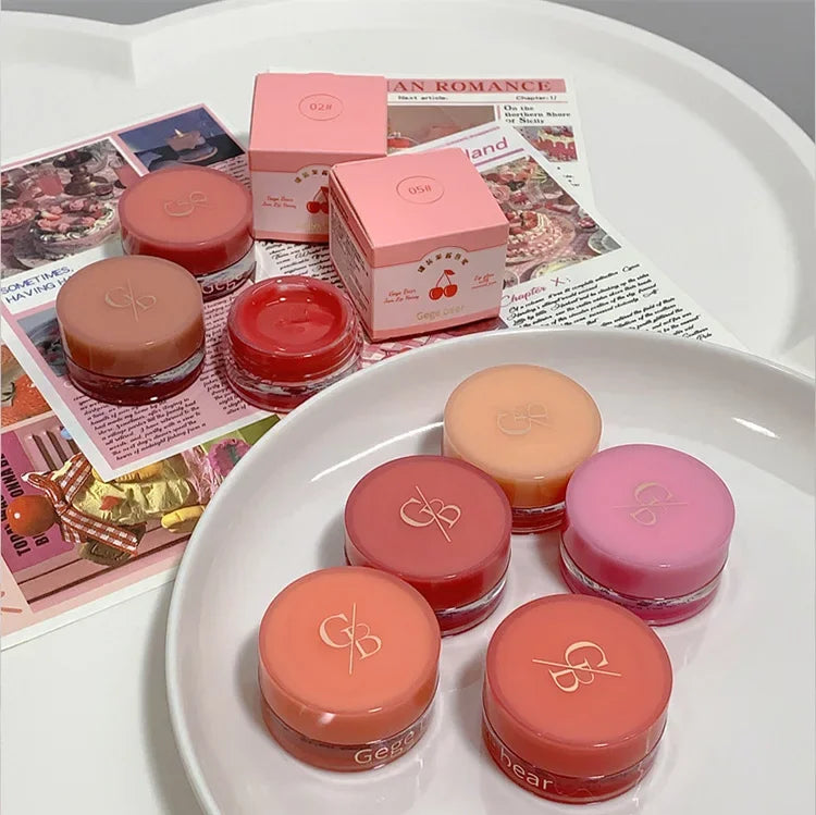 Heallor Canned Jam Lip Gloss Gege Bear Jam Lip Honey Moisturizing and Shiny Mirror Non Sticky Makeup Lip Glaze