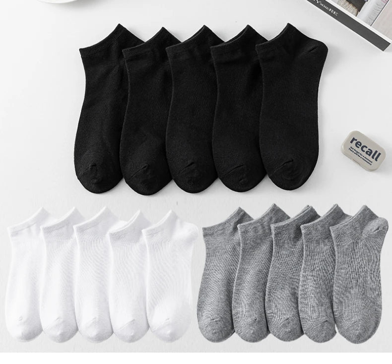 Unisex 40/20/10 Pairs of Solid Color Socks, Soft and Lightweight Ankle Socks, WOMEN'S Casual Boat Socks, Low Cut Ankle Socks