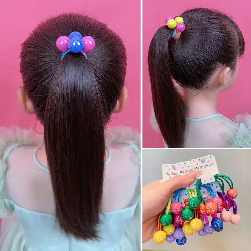 2PCS Ball Color Girls Lovely Elastic Hair Bands Kids Princess Hair Accessories Children Hair Ties Baby Headwear