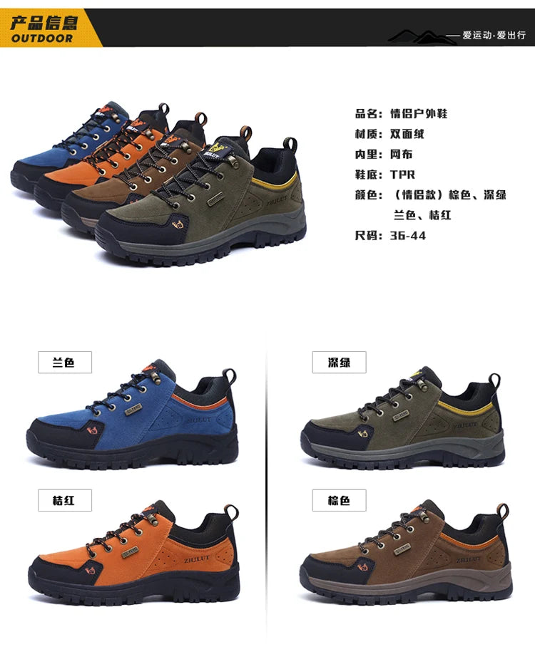 High Quality Outdoor Walking Sneakers Rubber Sole Suede Leather Men Hiking Shoes Durable Leather Climbing Shoes Zapatillas 36-47