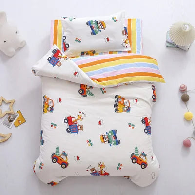 3 pcs set cotton baby Bedding set bed sheet duvet cover pillowcase Words bear pink white eyes boy and girl cute beding