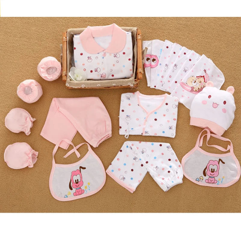 18 Pieces Newborn Baby Set Girls Clothes Four Seasons 100% Cotton Infant Suit Boys Clothes Outfits Pants Baby Clothing Hat Bibs