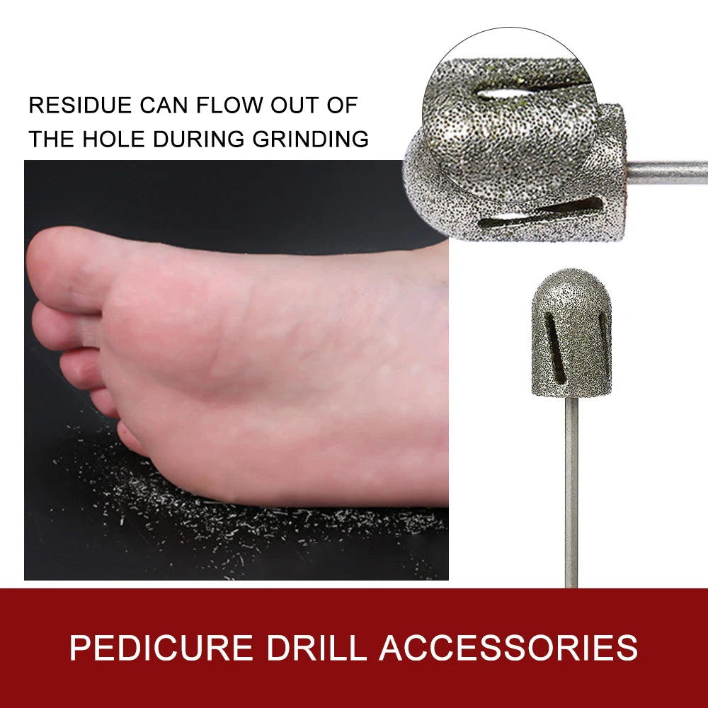 80/120# Nail Drill Bit Diamond pedicure polish Cap Foot Callus Cuticle Cutter Burr Manicure Accessories Milling Electric File